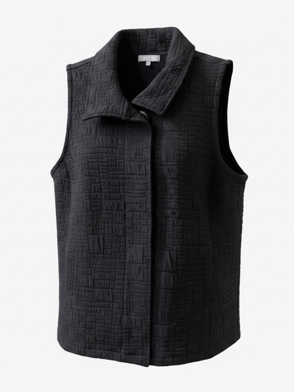 Habitat Quilted Sleeves Vest Sz Medium Black Snaps Structured Collar
